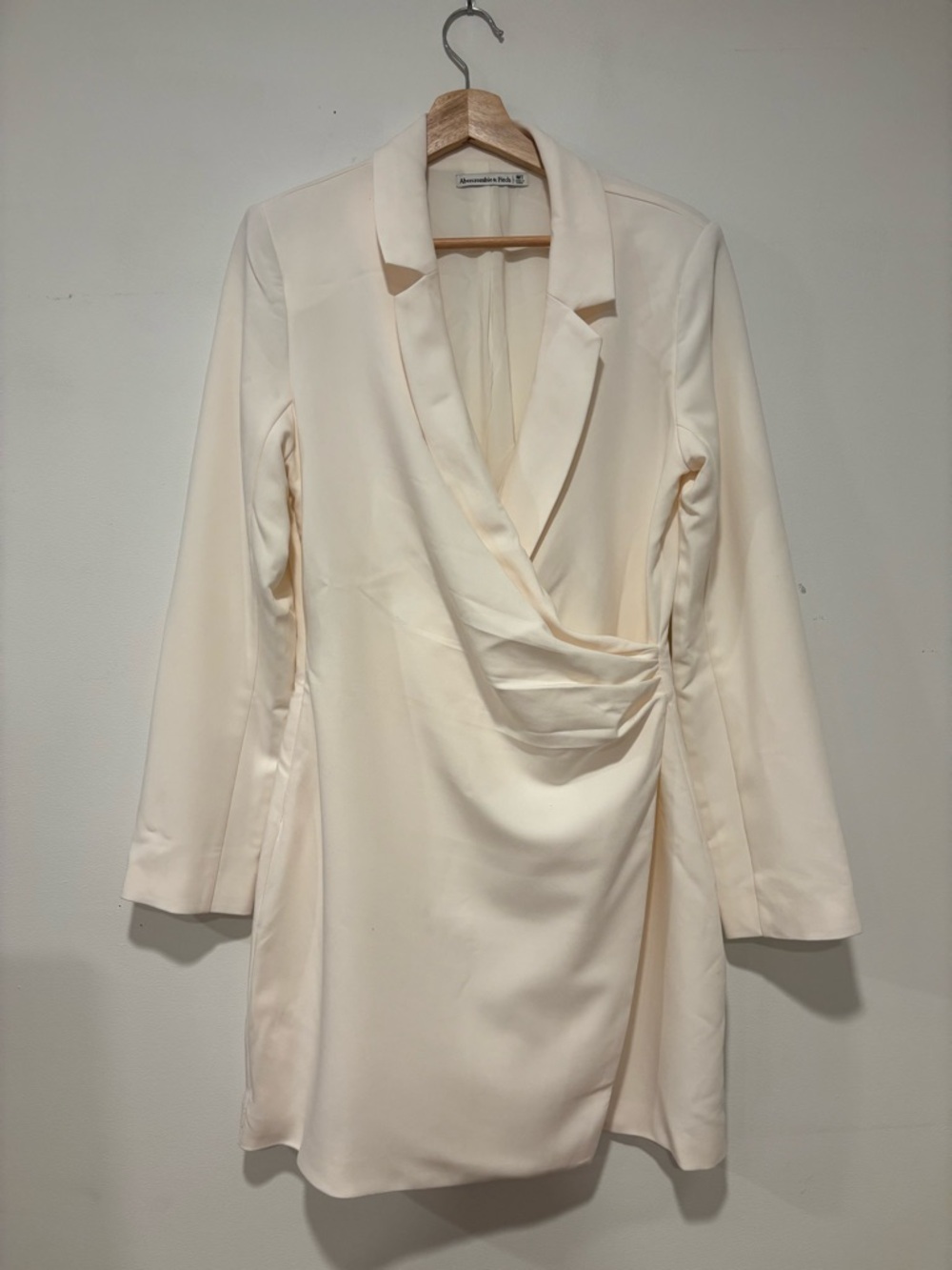 Abercrombie & Fitch Cream Wrap-Style Mini Blazer Dress Size Medium Tall